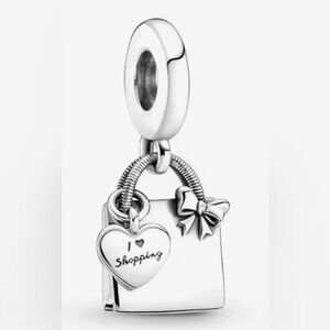 Silver Pandora Shopping Bag Dangle Charm " I love Shopping"